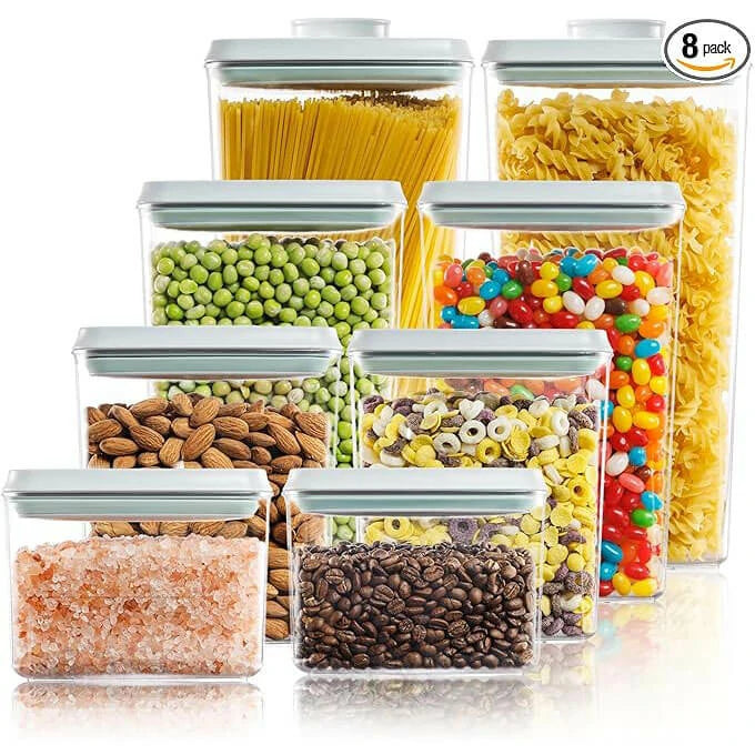 8-Pack BPA-Free Pop Top Food Storage Containers - Airtight with Measurement Marks