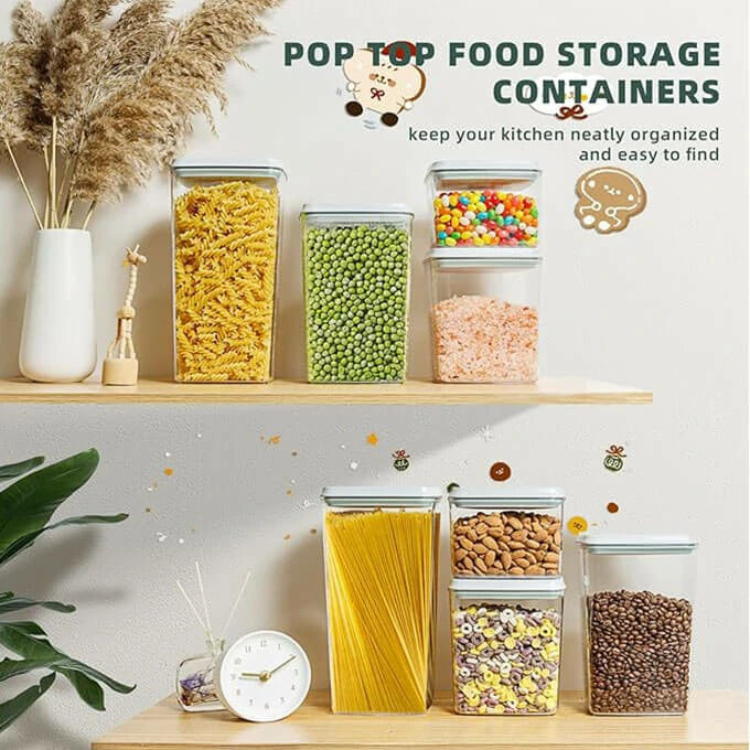 8-Pack BPA-Free Pop Top Food Storage Containers - Airtight with Measurement Marks