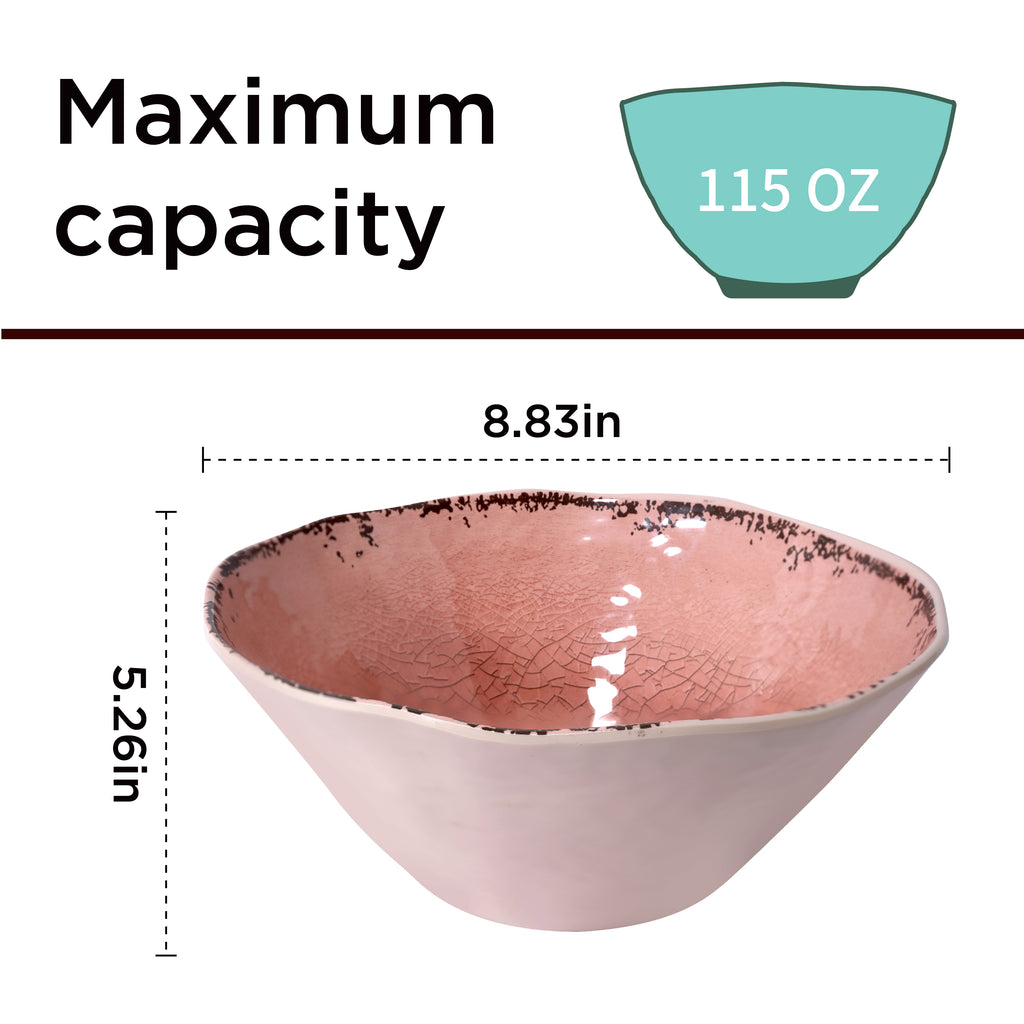 HomeNMore 90oz Melamine Large Serving Bowl – 8.7” Heavy-Duty Salad & Mixing Bowl – Shatterproof, BPA-Free Serving Dish for Pasta, Popcorn, and Fruit – Top-Rack Dishwasher Safe