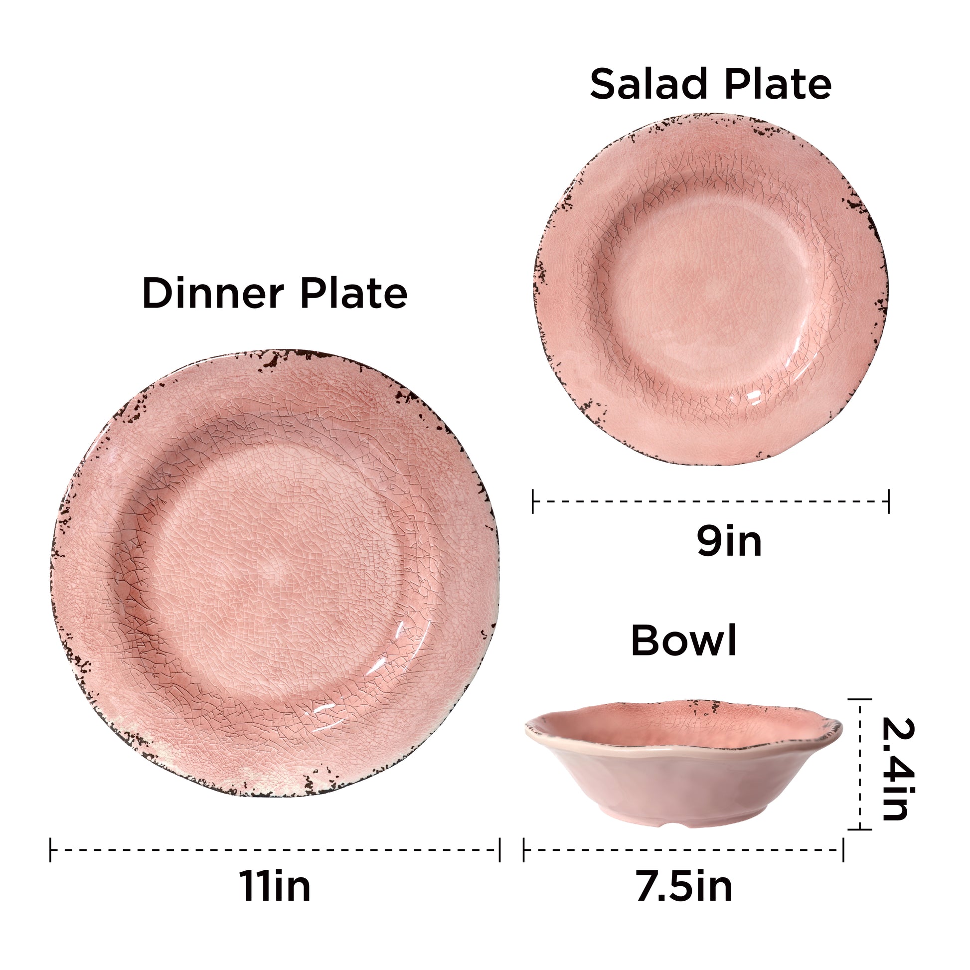 HomeNMore Melamine Dinnerware Set – 3 piece Shatterproof & Lightweight Dishes for Indoor/Outdoor Dining – Plates and Bowls for Camping, Patio, and Daily Use – Dishwasher Safe