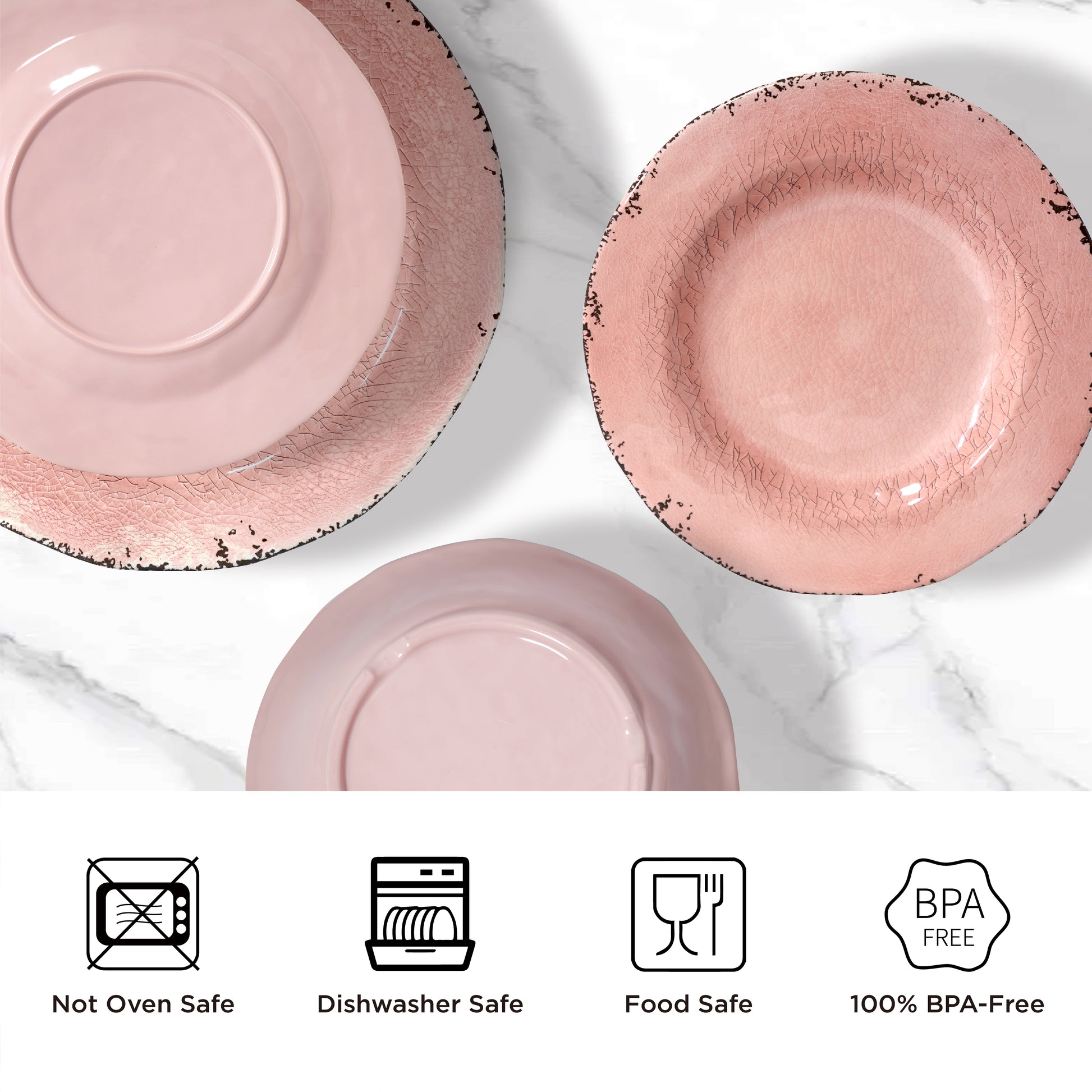 HomeNMore Melamine Dinnerware Set – 3 piece Shatterproof & Lightweight Dishes for Indoor/Outdoor Dining – Plates and Bowls for Camping, Patio, and Daily Use – Dishwasher Safe