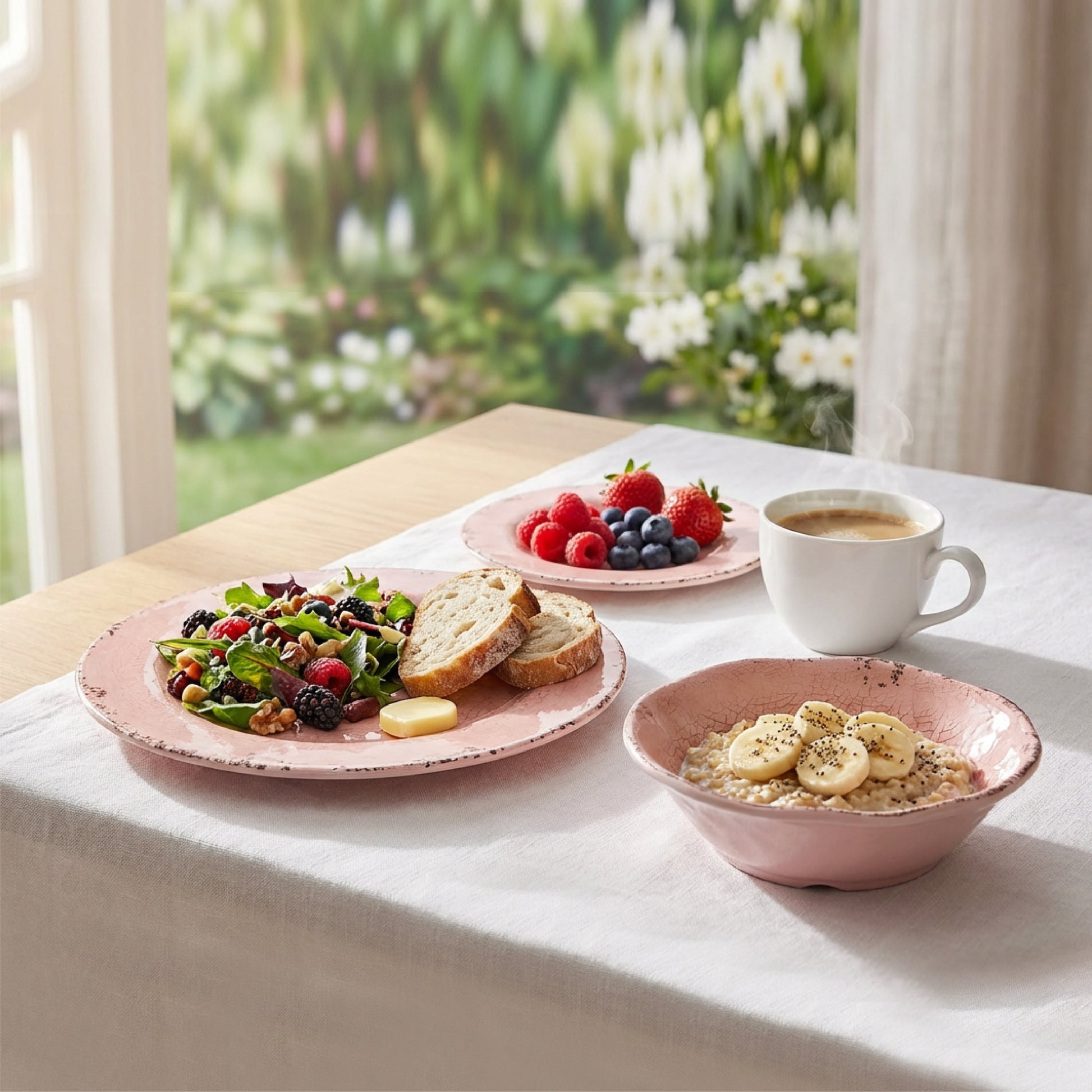 HomeNMore Melamine Dinnerware Set – 3 piece Shatterproof & Lightweight Dishes for Indoor/Outdoor Dining – Plates and Bowls for Camping, Patio, and Daily Use – Dishwasher Safe