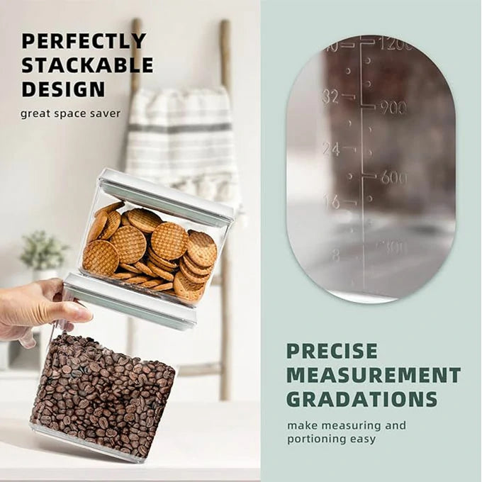 8-Pack BPA-Free Pop Top Food Storage Containers - Airtight with Measurement Marks
