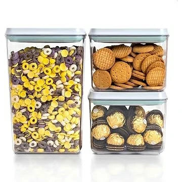 3-Piece Airtight Pop Top Food Storage Containers (2 x 1.3Qt + 2.9Qt) - BPA Free