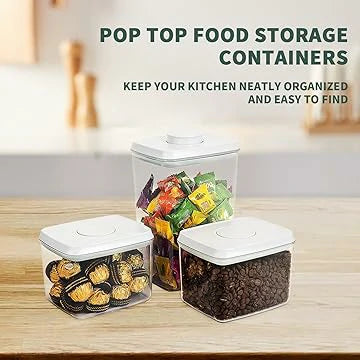 3-Piece Airtight Pop Top Food Storage Containers (2 x 1.3Qt + 2.9Qt) - BPA Free
