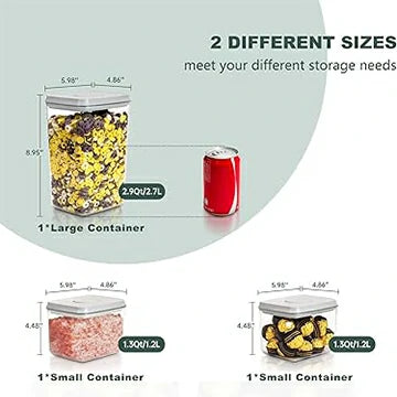 3-Piece Airtight Pop Top Food Storage Containers (2 x 1.3Qt + 2.9Qt) - BPA Free