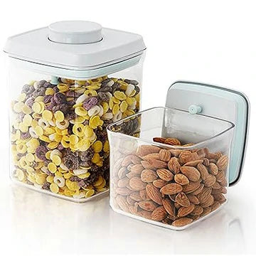 Airtight Pop Food Containers - 2-Pack for Cereal & Pantry Storage (1.5 Qt & 0.5 Qt)