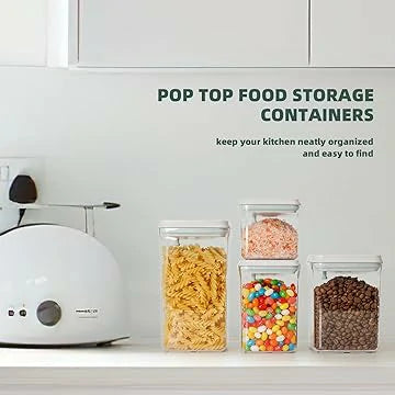 Airtight Pop Food Containers - 2-Pack for Cereal & Pantry Storage (1.5 Qt & 0.5 Qt)