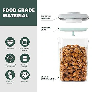 Airtight Pop Food Containers - 2-Pack for Cereal & Pantry Storage (1.5 Qt & 0.5 Qt)