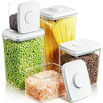 5-Pack Clear Airtight Food Storage Containers with Pop-Up Lids (0.6Qt - 3.5Qt)