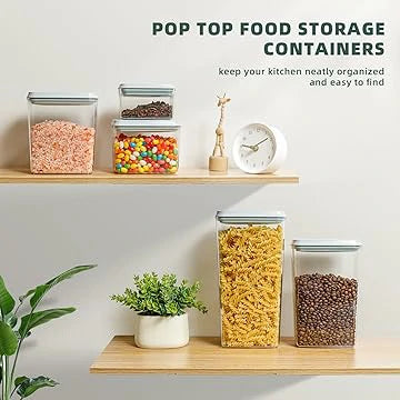 5-Pack Clear Airtight Food Storage Containers with Pop-Up Lids (0.6Qt - 3.5Qt)