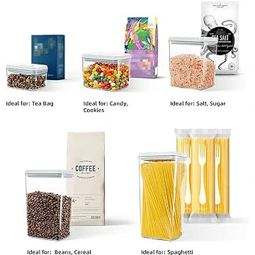 5-Pack Clear Airtight Food Storage Containers with Pop-Up Lids (0.6Qt - 3.5Qt)