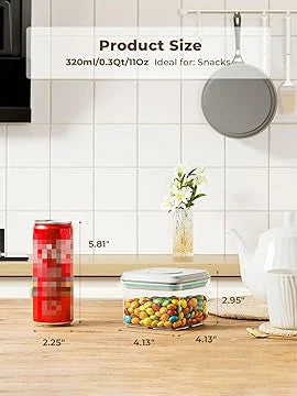 Mini Snack Containers - 0.3 Qt BPA-Free Airtight Food Jars with Lids